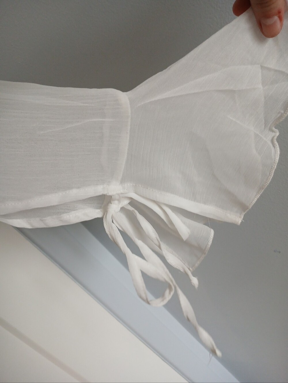 White Sheer Tie-Front Women’s Top - Picture 2 of 3